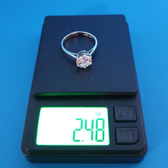 Vintage 925 Sterling Silver 8mm Cubic Zirconia Solitaire Engagement Ring - Picture 13 of 15